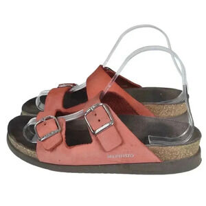 Mephisto Hester Cork Sandal Leather Adjustable Straps Red/Orange Size 37  US 7
